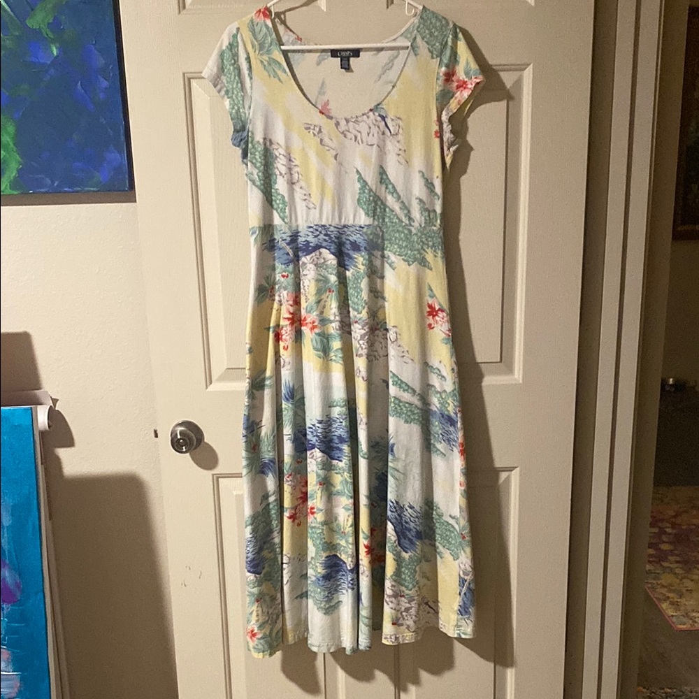 Chaps -RL Casual Floral Print Midi Dress - Multi